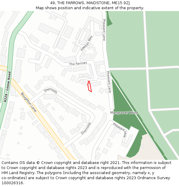 49, THE FARROWS, MAIDSTONE, ME15 9ZJ: Location map and indicative extent of plot