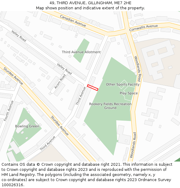 49, THIRD AVENUE, GILLINGHAM, ME7 2HE: Location map and indicative extent of plot