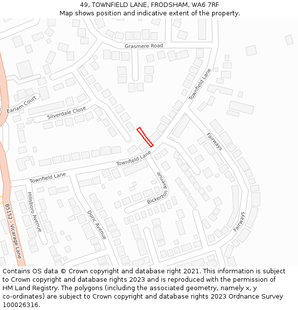 49, TOWNFIELD LANE, FRODSHAM, WA6 7RF: Location map and indicative extent of plot