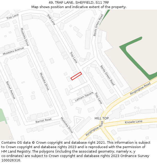 49, TRAP LANE, SHEFFIELD, S11 7RF: Location map and indicative extent of plot