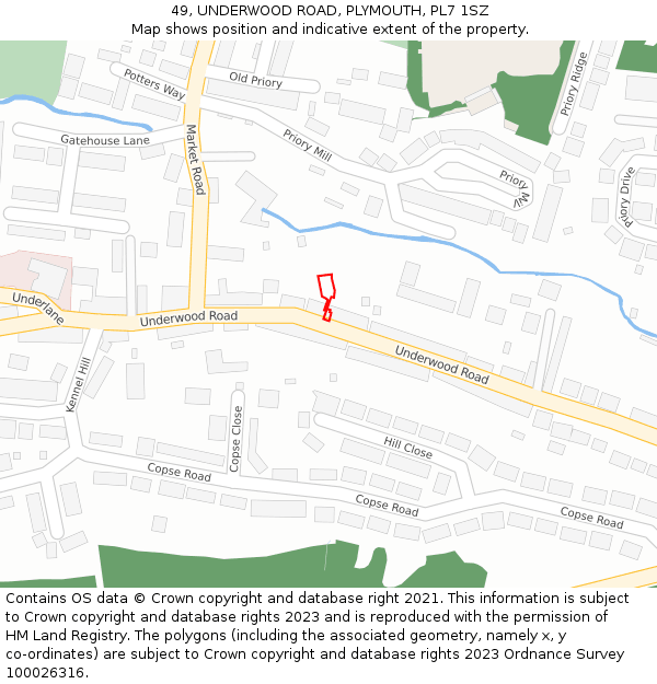 49, UNDERWOOD ROAD, PLYMOUTH, PL7 1SZ: Location map and indicative extent of plot