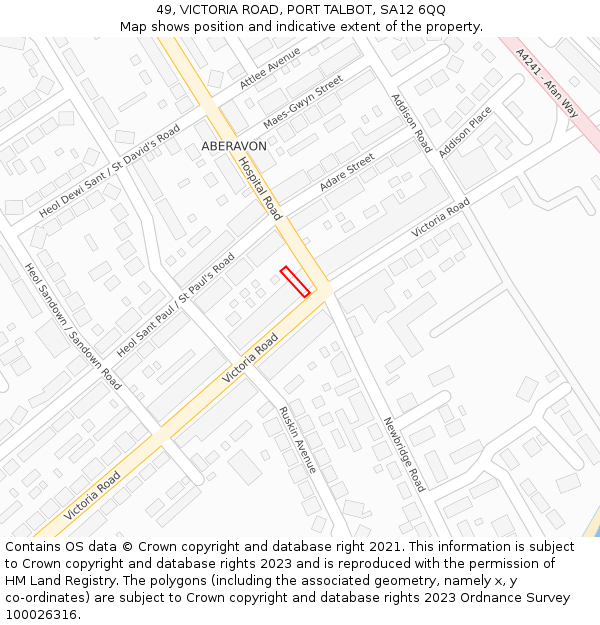 49, VICTORIA ROAD, PORT TALBOT, SA12 6QQ: Location map and indicative extent of plot