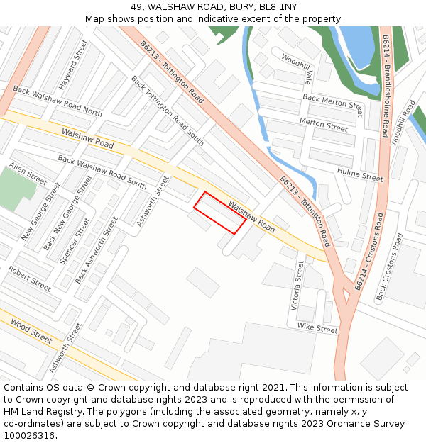 49, WALSHAW ROAD, BURY, BL8 1NY: Location map and indicative extent of plot