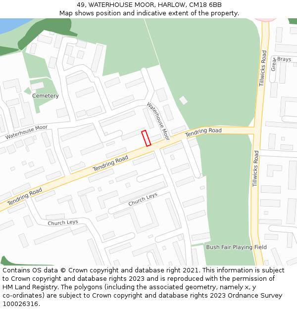 49, WATERHOUSE MOOR, HARLOW, CM18 6BB: Location map and indicative extent of plot