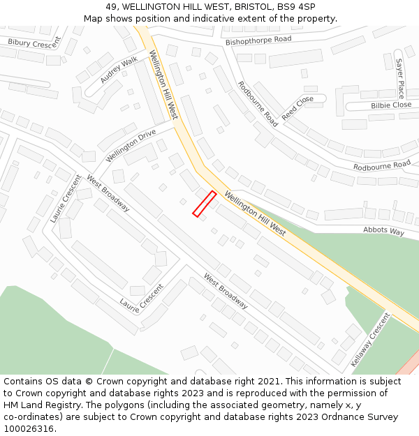 49, WELLINGTON HILL WEST, BRISTOL, BS9 4SP: Location map and indicative extent of plot