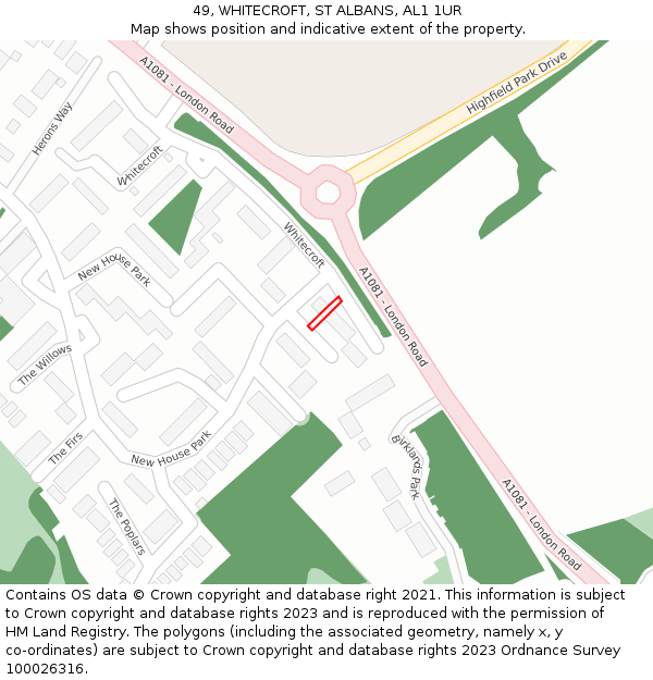 49, WHITECROFT, ST ALBANS, AL1 1UR: Location map and indicative extent of plot