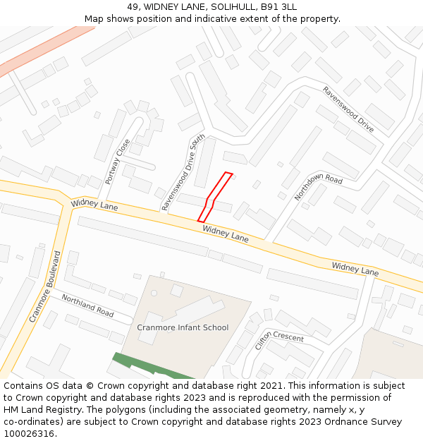 49, WIDNEY LANE, SOLIHULL, B91 3LL: Location map and indicative extent of plot