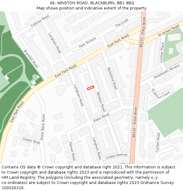49, WINSTON ROAD, BLACKBURN, BB1 8BQ: Location map and indicative extent of plot