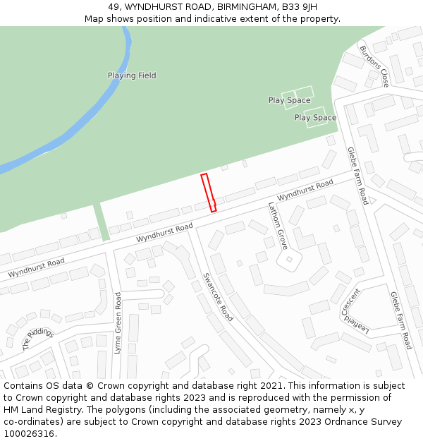 49, WYNDHURST ROAD, BIRMINGHAM, B33 9JH: Location map and indicative extent of plot