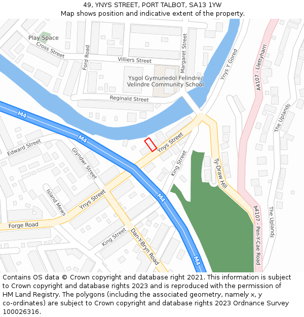 49, YNYS STREET, PORT TALBOT, SA13 1YW: Location map and indicative extent of plot