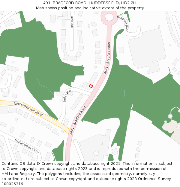 491, BRADFORD ROAD, HUDDERSFIELD, HD2 2LL: Location map and indicative extent of plot