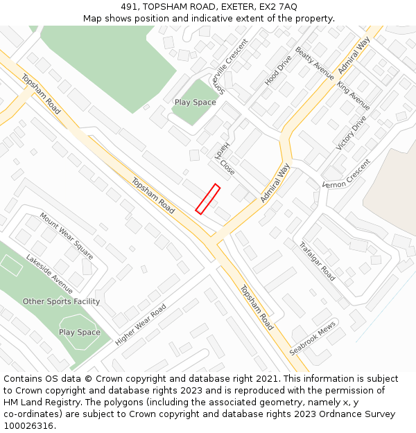 491, TOPSHAM ROAD, EXETER, EX2 7AQ: Location map and indicative extent of plot