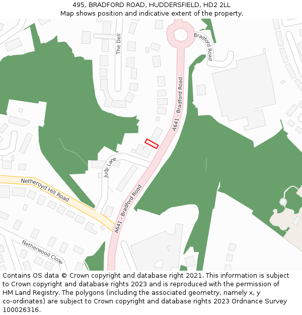 495, BRADFORD ROAD, HUDDERSFIELD, HD2 2LL: Location map and indicative extent of plot