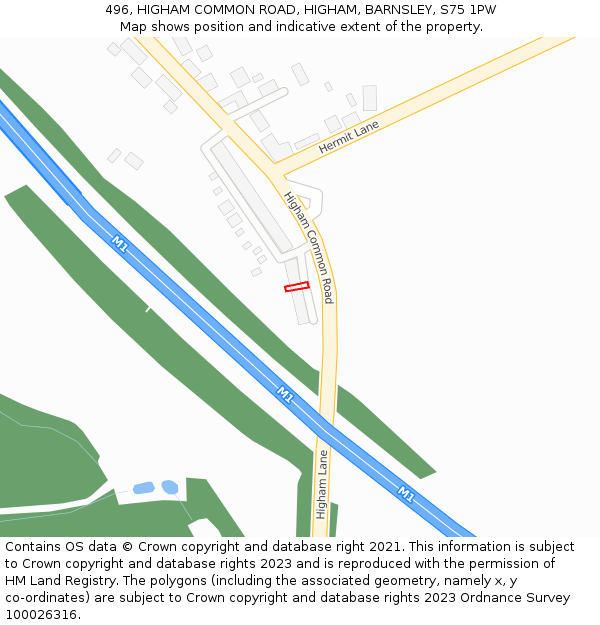 496, HIGHAM COMMON ROAD, HIGHAM, BARNSLEY, S75 1PW: Location map and indicative extent of plot