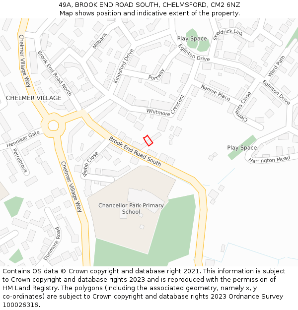 49A, BROOK END ROAD SOUTH, CHELMSFORD, CM2 6NZ: Location map and indicative extent of plot