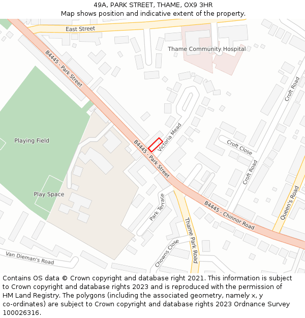 49A, PARK STREET, THAME, OX9 3HR: Location map and indicative extent of plot
