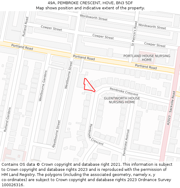 49A, PEMBROKE CRESCENT, HOVE, BN3 5DF: Location map and indicative extent of plot