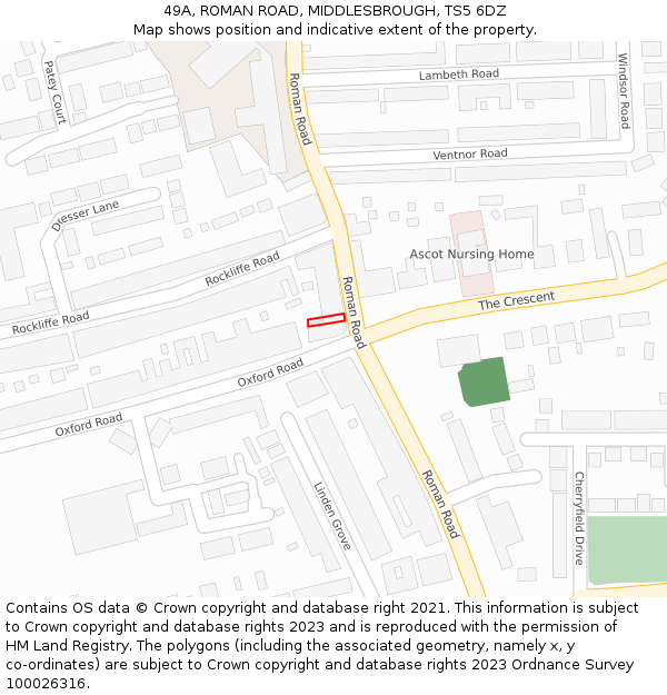 49A, ROMAN ROAD, MIDDLESBROUGH, TS5 6DZ: Location map and indicative extent of plot