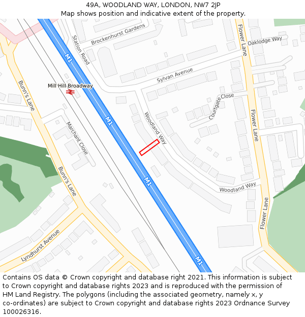49A, WOODLAND WAY, LONDON, NW7 2JP: Location map and indicative extent of plot