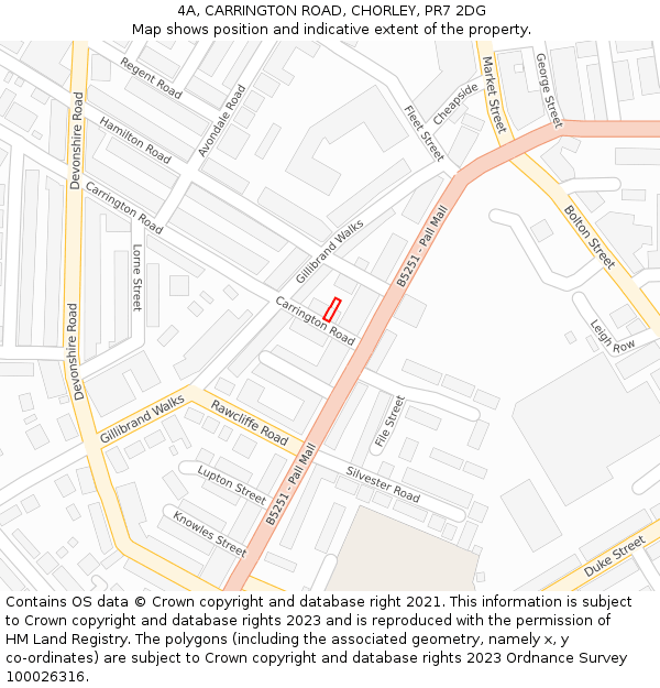 4A, CARRINGTON ROAD, CHORLEY, PR7 2DG: Location map and indicative extent of plot