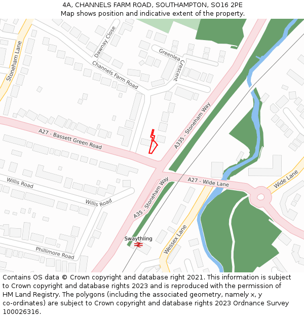 4A, CHANNELS FARM ROAD, SOUTHAMPTON, SO16 2PE: Location map and indicative extent of plot