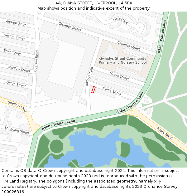 4A, DIANA STREET, LIVERPOOL, L4 5RX: Location map and indicative extent of plot