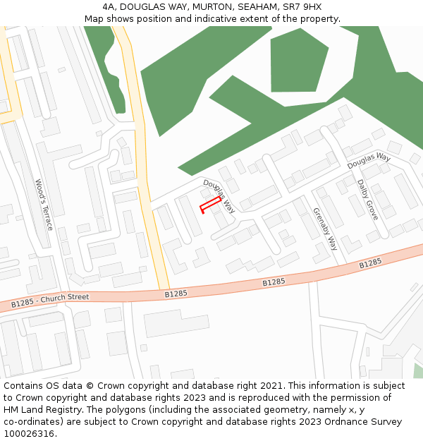 4A, DOUGLAS WAY, MURTON, SEAHAM, SR7 9HX: Location map and indicative extent of plot