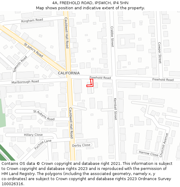 4A, FREEHOLD ROAD, IPSWICH, IP4 5HN: Location map and indicative extent of plot