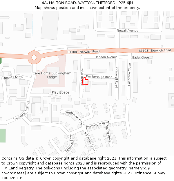 4A, HALTON ROAD, WATTON, THETFORD, IP25 6JN: Location map and indicative extent of plot