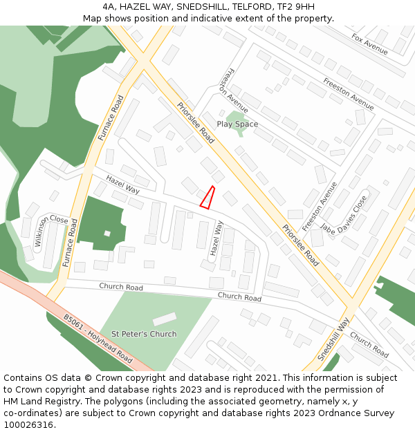 4A, HAZEL WAY, SNEDSHILL, TELFORD, TF2 9HH: Location map and indicative extent of plot