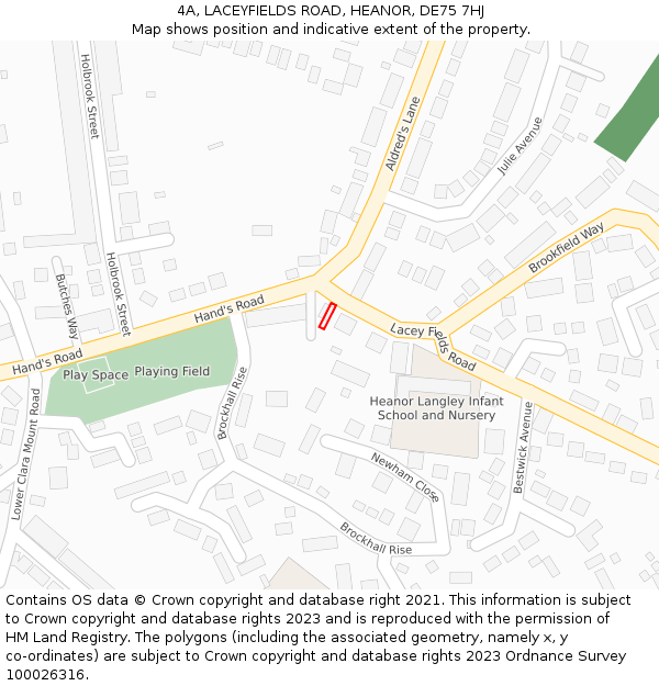 4A, LACEYFIELDS ROAD, HEANOR, DE75 7HJ: Location map and indicative extent of plot