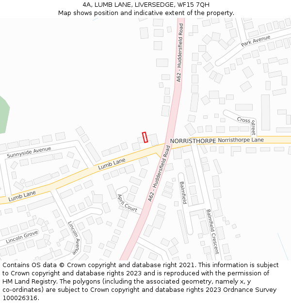 4A, LUMB LANE, LIVERSEDGE, WF15 7QH: Location map and indicative extent of plot