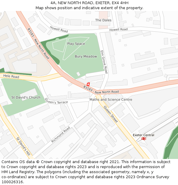 4A, NEW NORTH ROAD, EXETER, EX4 4HH: Location map and indicative extent of plot
