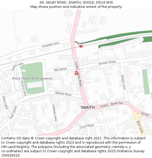 4A, SELBY ROAD, SNAITH, GOOLE, DN14 9HS: Location map and indicative extent of plot