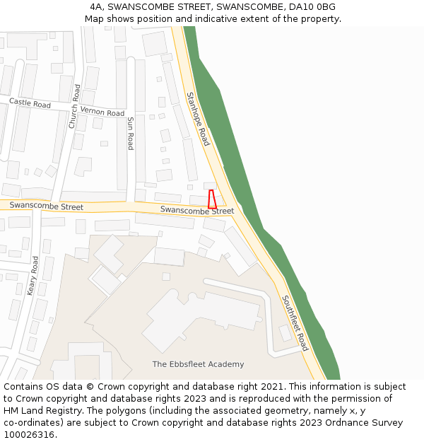 4A, SWANSCOMBE STREET, SWANSCOMBE, DA10 0BG: Location map and indicative extent of plot