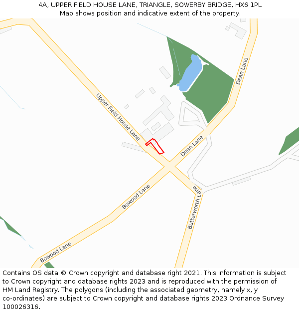 4A, UPPER FIELD HOUSE LANE, TRIANGLE, SOWERBY BRIDGE, HX6 1PL: Location map and indicative extent of plot