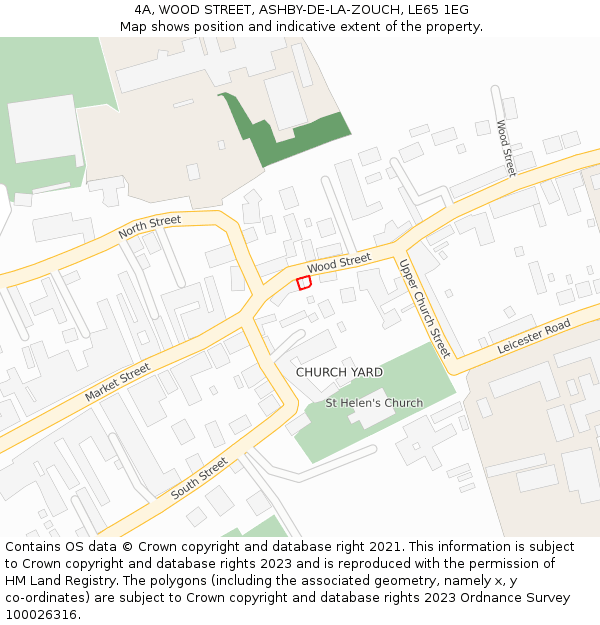 4A, WOOD STREET, ASHBY-DE-LA-ZOUCH, LE65 1EG: Location map and indicative extent of plot