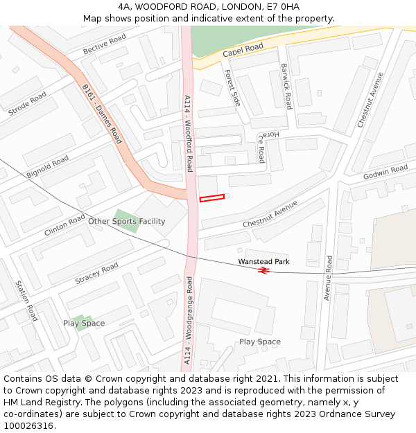 4A, WOODFORD ROAD, LONDON, E7 0HA: Location map and indicative extent of plot