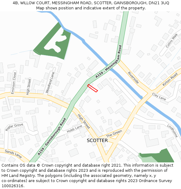 4B, WILLOW COURT, MESSINGHAM ROAD, SCOTTER, GAINSBOROUGH, DN21 3UQ: Location map and indicative extent of plot