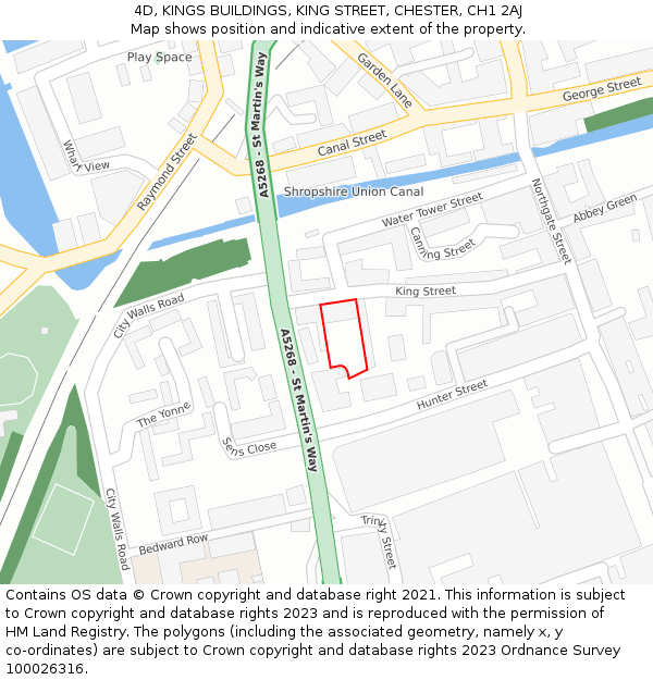 4D, KINGS BUILDINGS, KING STREET, CHESTER, CH1 2AJ: Location map and indicative extent of plot