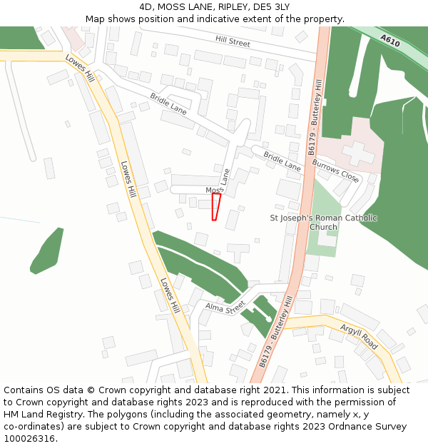 4D, MOSS LANE, RIPLEY, DE5 3LY: Location map and indicative extent of plot