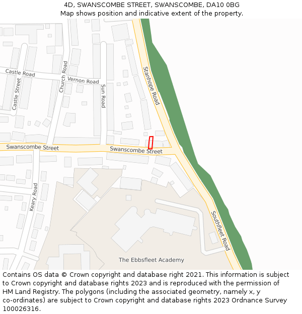 4D, SWANSCOMBE STREET, SWANSCOMBE, DA10 0BG: Location map and indicative extent of plot