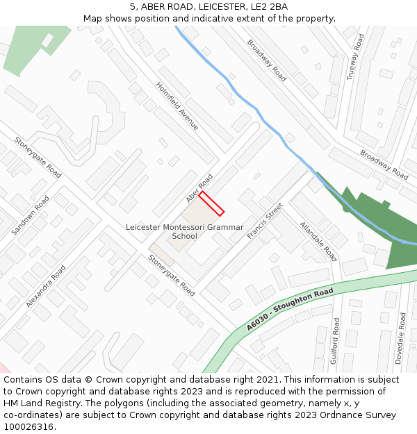 5, ABER ROAD, LEICESTER, LE2 2BA: Location map and indicative extent of plot