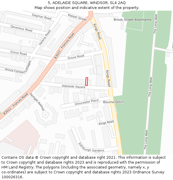 5, ADELAIDE SQUARE, WINDSOR, SL4 2AQ: Location map and indicative extent of plot