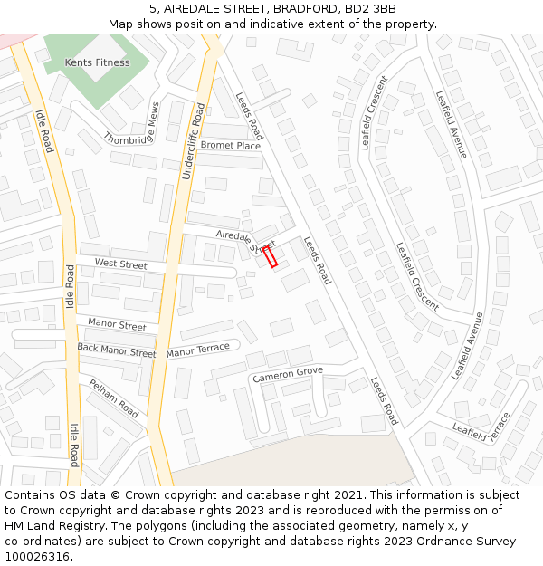 5, AIREDALE STREET, BRADFORD, BD2 3BB: Location map and indicative extent of plot