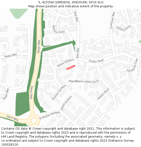 5, ALTONA GARDENS, ANDOVER, SP10 4LG: Location map and indicative extent of plot