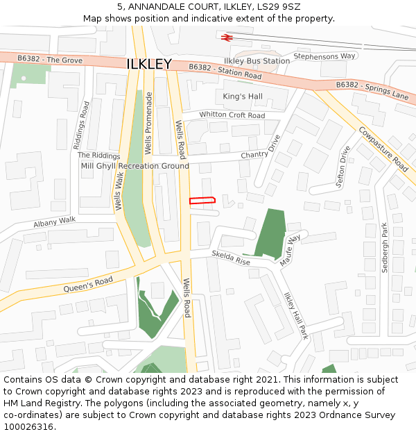 5, ANNANDALE COURT, ILKLEY, LS29 9SZ: Location map and indicative extent of plot