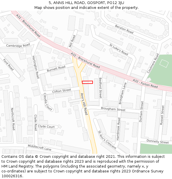 5, ANNS HILL ROAD, GOSPORT, PO12 3JU: Location map and indicative extent of plot