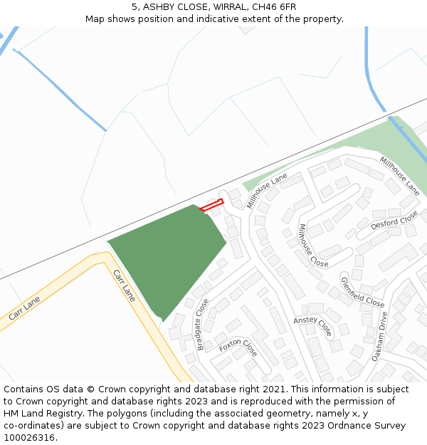 5, ASHBY CLOSE, WIRRAL, CH46 6FR: Location map and indicative extent of plot