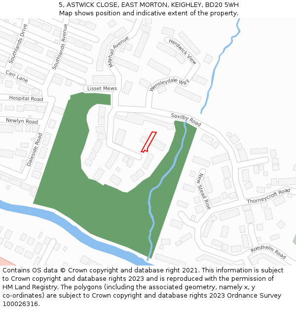 5, ASTWICK CLOSE, EAST MORTON, KEIGHLEY, BD20 5WH: Location map and indicative extent of plot